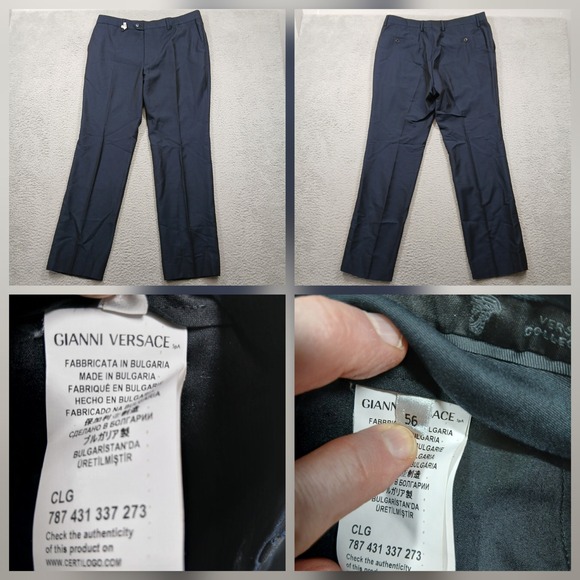 Gianni Versace Men's Dress Pants EU 56 Navy Made in Bulgaria